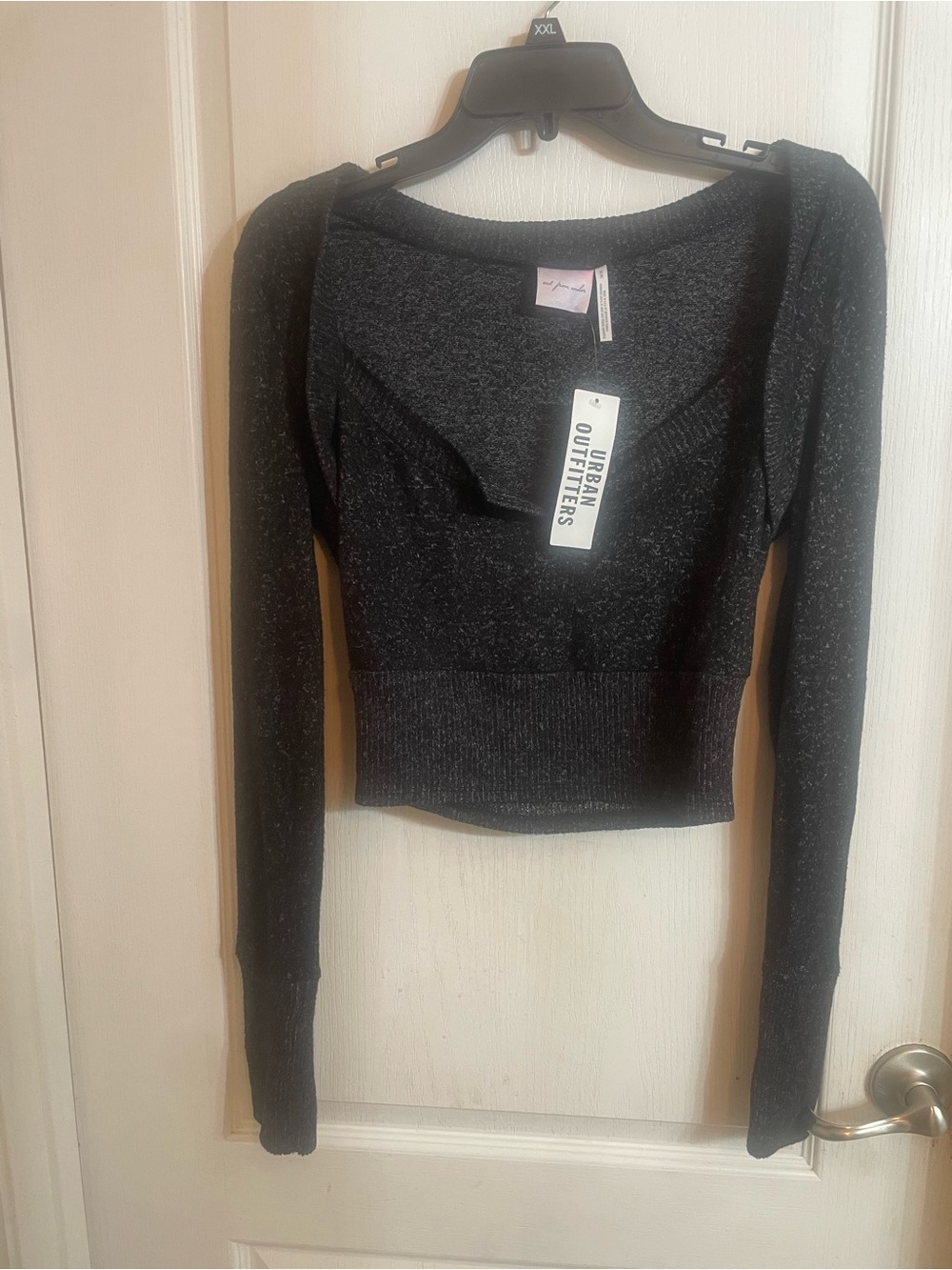 Urban Outfitters Charcoal Black Flecked Knit Long Sleeve Top